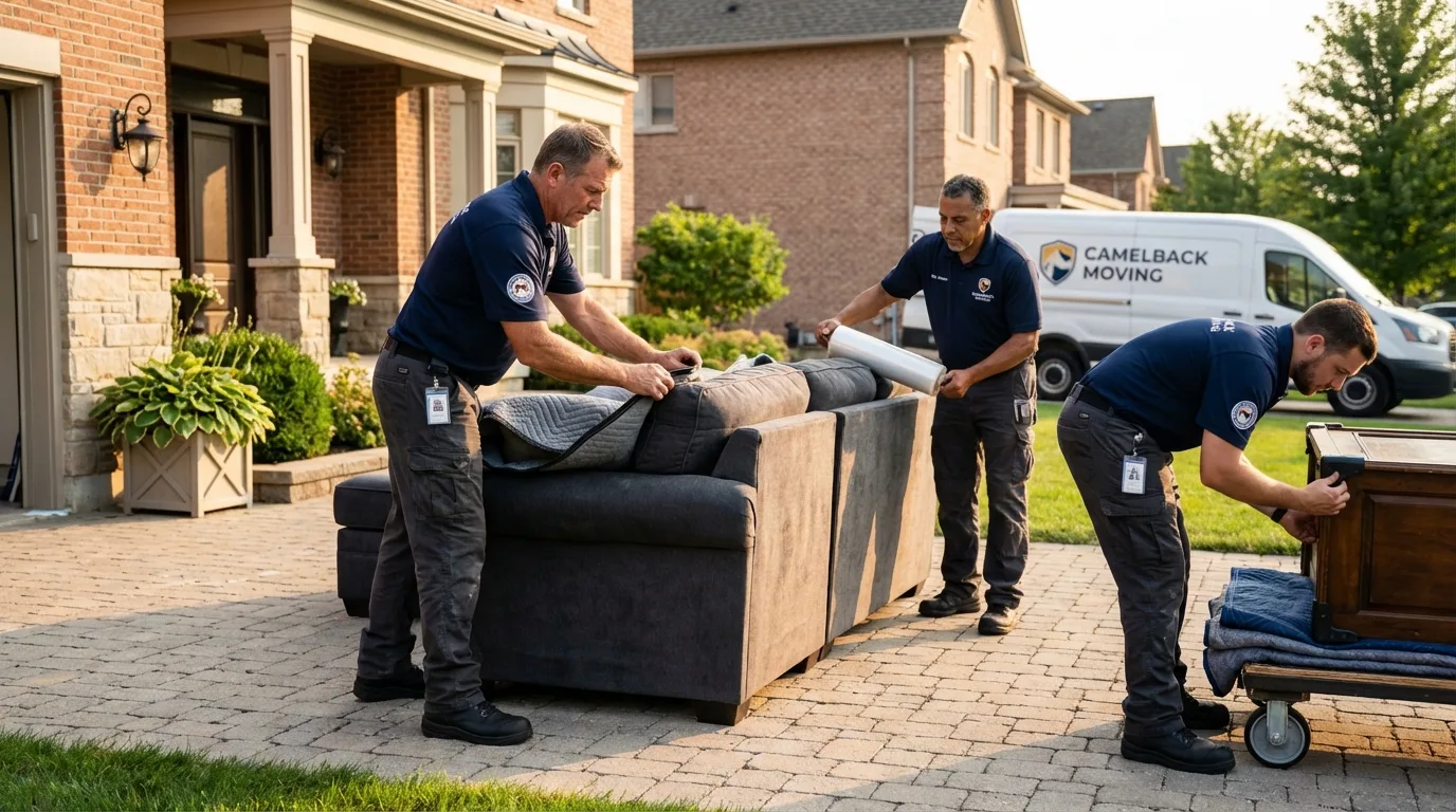 Large estate moving crew wrapping furniture in Empire, CA